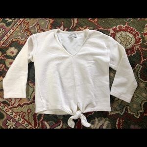 Tie front v neck shirt.